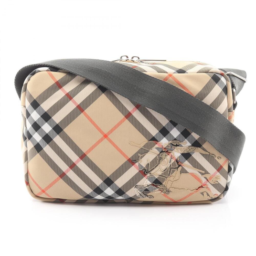 Burberry Check Shoulder Bag Canvas Beige Multicolor